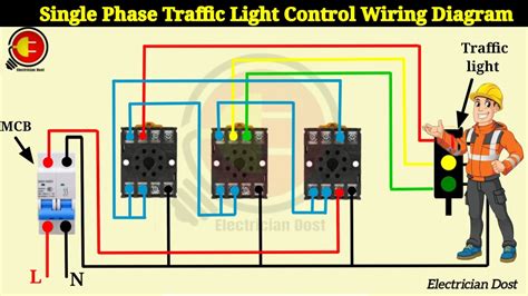 Single Phase Traffic Light Control Wiring Diagram Connection Trafficlight Youtube