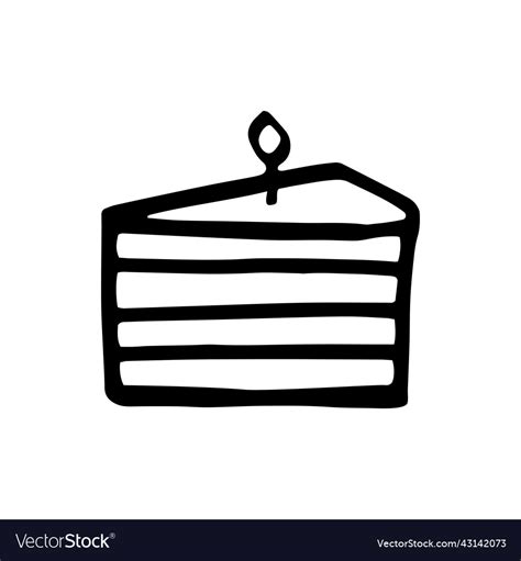 Doodle happy birthday cake Royalty Free Vector Image