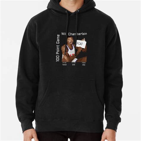 "Wilt Chamberlain 100 Points Statline Black" Pullover Hoodie by ...