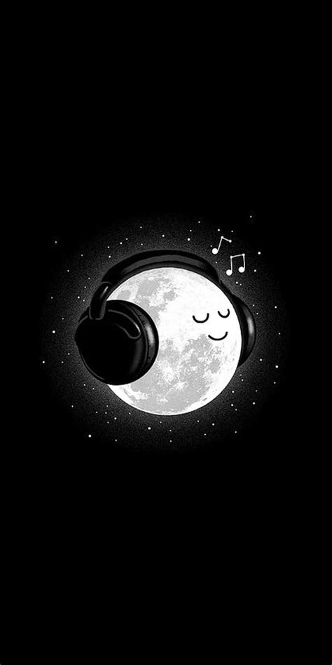 Moon, black, music, night, HD phone wallpaper | Peakpx