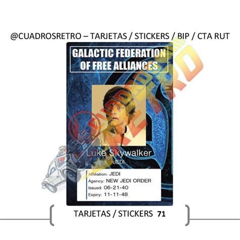 071 Luke Skywalker TARJETA BIP Sticker BIP Sticker Cuenta Rut