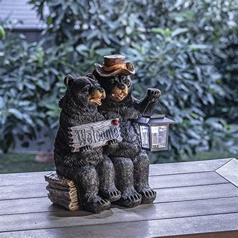 Alpine Corporation 15 Tall Outdoor Bear Couple With Lantern And