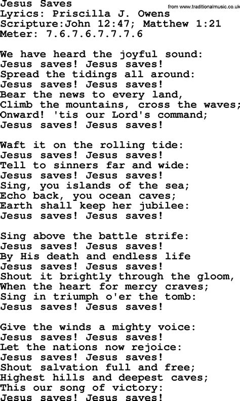 Good Old Hymns Jesus Saves Lyrics Sheetmusic Midi Mp3 Audio And Pdf