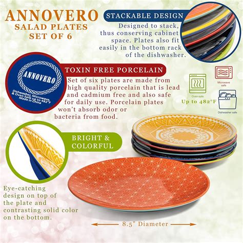 Annovero Platos De Aperitivo Juego De 6 Bonitos Platos De Porcelana