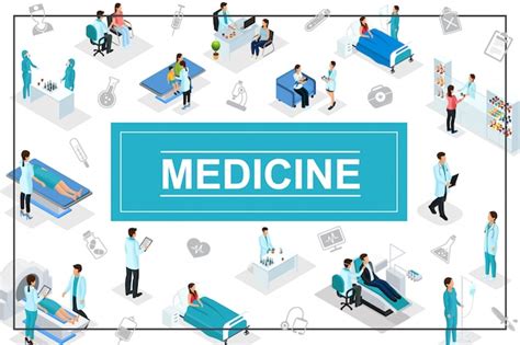 Free Vector Isometric Healthcare Composition With Doctors Patients