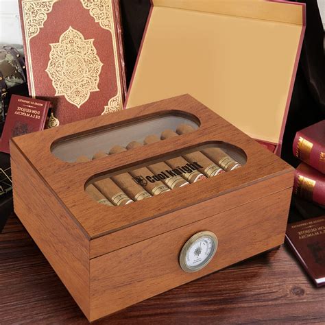 COOL KNIGHT Desktop Humidors Can Hold 40 60 Cigars Tempered Glass Top