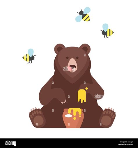 bear character eating sweet honey Stock Vector Image & Art - Alamy