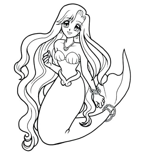 Anime Mermaid Coloring Pages At Free Printable