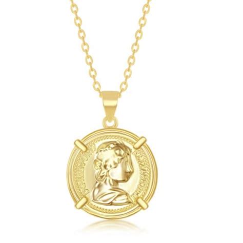 Sterling Silver Queen Elizabeth Coin Style Necklace Gold Plated Ebay