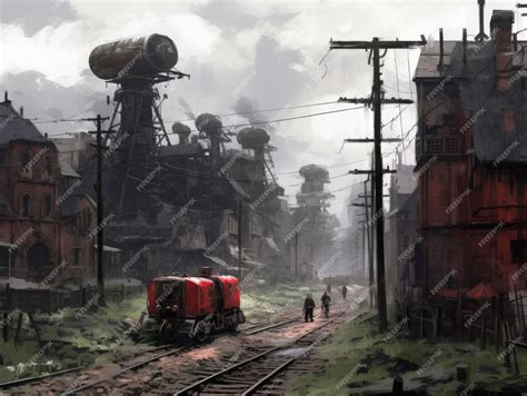 Premium AI Image | steam train dieselpunk fantasy game illustration ...