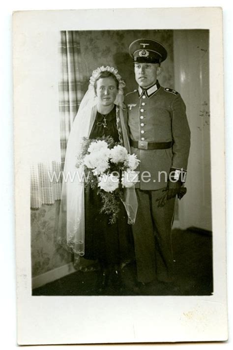 Wehrmacht Heer Hochzeitsfoto Eines Soldaten Heer