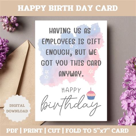 Funny Happy Birthday Boss Card, Funny Birthday Card, Birthday Printable ...