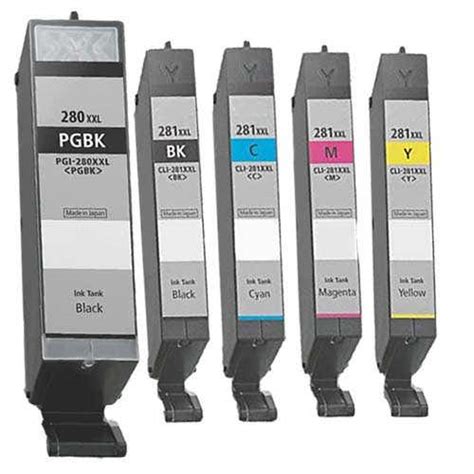 Canon Pgi 280xxl And Cli 281xxl Super High Yield Compatible Ink Cartridge 5 Pack Combo