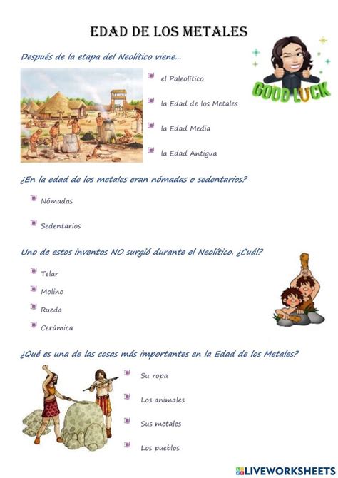 Edad De Los Metales Exercise For Primaria