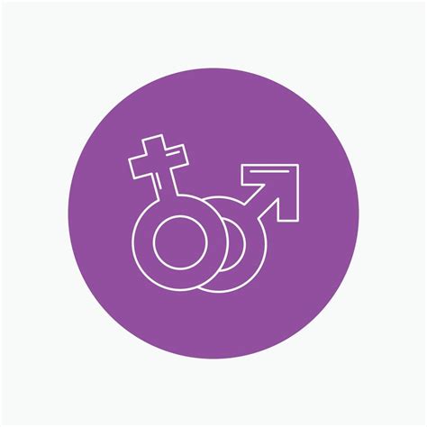 Gender Venus Mars Male Female White Line Icon In Circle Background Vector Icon Illustration