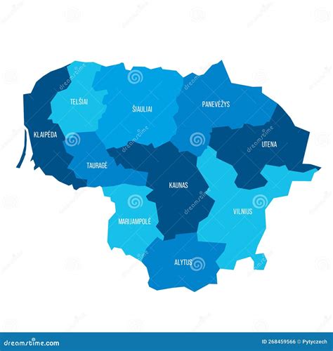 Litouwen Politieke Kaart Van De Administratieve Afdelingen Stock