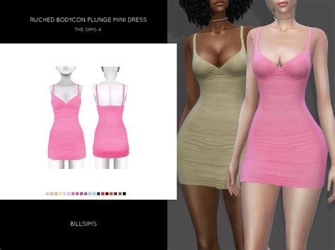 The Sims Resource Ruched Bodycon Plunge Mini Dress