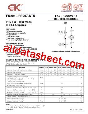 FR207 Datasheet PDF EIC Discrete Semiconductors