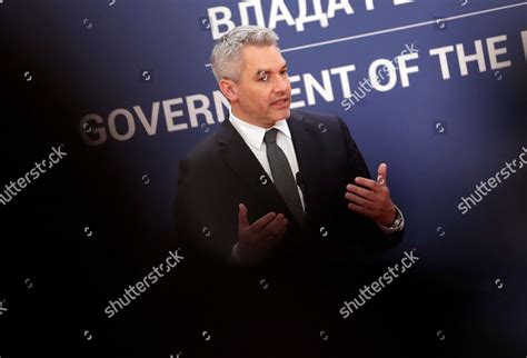 Austrian Chancellor Karl Nehammer Talks During Editorial Stock Photo ...