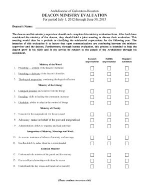 Fillable Online Deacon Ministry Evaluation Form Gwdupont Fax