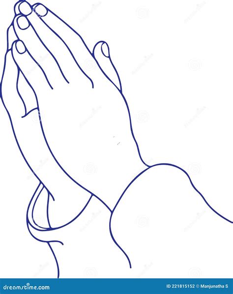 Sketch of Praying or Doing Namaste Hands Outline Editable Illustration Stock Vector ...