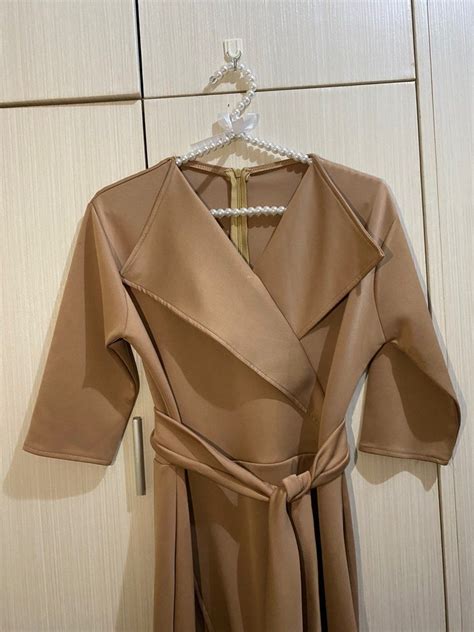 Dress Nude Kantor Formal Fesyen Wanita Pakaian Wanita Gaun Rok Di Carousell