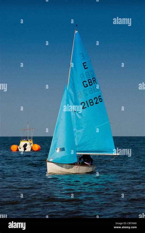 Enterprise Dinghy Taking Part In Filey Regatta North Yorkshire Uk