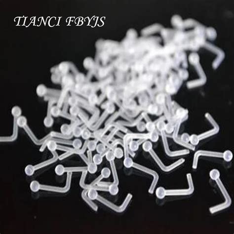 100pcs L Shape Nose Studs Acrylic 20g Nose Bone Body Jewelry Piercing