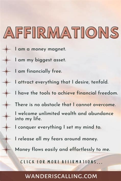 30 Powerful Money Affirmations To Attract Financial Freedom Wander Is