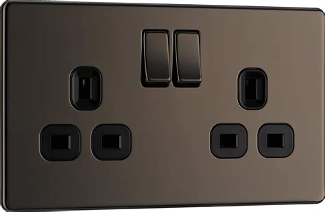 Bg Electrical Double Switched Power Plug Wall Socket Flatplate