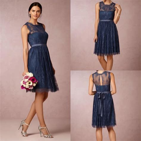 Princess Maid Of Honor Lace Dark Navy Royal Blue Bridesmaids Dress 2015 Cheap Formal Sexy Short