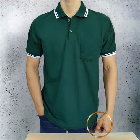 Jual Polo Shirt Saku Kaos Kerah Polos Lengan Pendek Kerah Lis