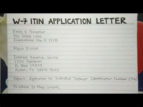 How To Write A W Itin Application Letter Step By Step Guide