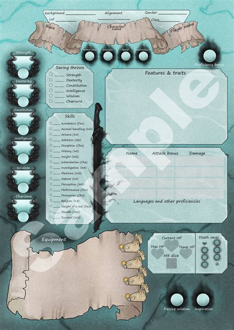 Hexblade Warlock Character Sheet Dandd 5e Etsy Singapore