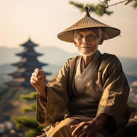 Premium Photo | An old Japanese man wearing straw hat