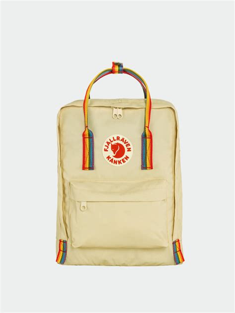 Fjallraven Kanken Rainbow Backpack Yellow Light Oak Rainbow Pattern