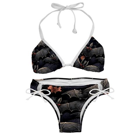 Bats Detachable Sponge Adjustable Strap Bikini Set Two Pack Swimsuit