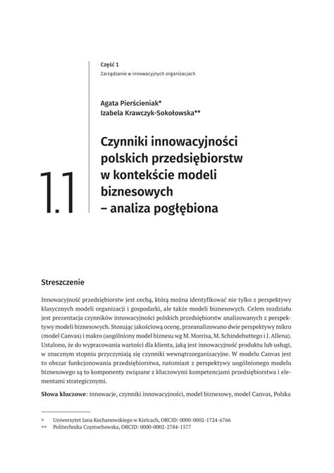 PDF Czynniki innowacyjności polskich przedsiębiorstw w kontekście