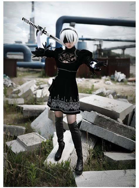 New Game Nier Automata Cosplay Costume YoRHa 2B Costume Wig Carnival