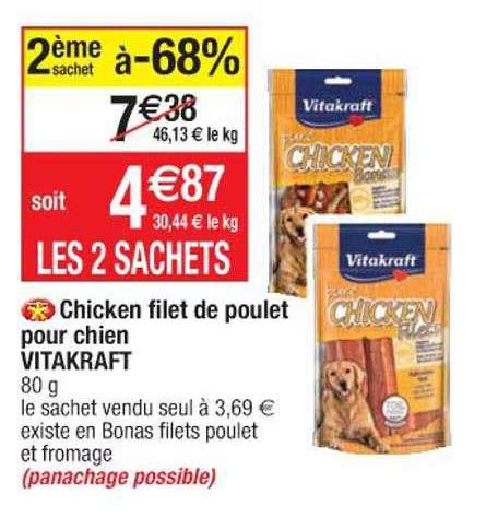 Promo Chicken Filet De Poulet Pour Chien Vitakraft Chez Cora