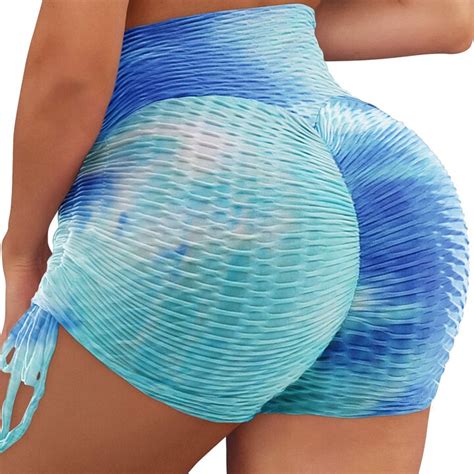 Ankuti Womens Textured Booty Yoga Shorts Scrunch Ruched Butt Lifting High Waisted Anti Cellulite