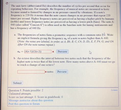 Solved The unit hertz (abbreviated Hz) describes the number | Chegg.com