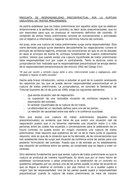 Tratos Preliminares Civil III PREGUNTA DE RESPONSABILIDAD