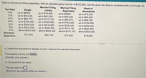 Solved a. Determine the person's taxable income. Assume the | Chegg.com 