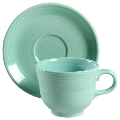 Fiesta Sea Mist Green Intro Flat Cup Saucer Set By Homer