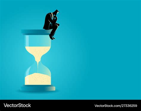 Businessman Sitting And Thinking On Hourglass Vector Image