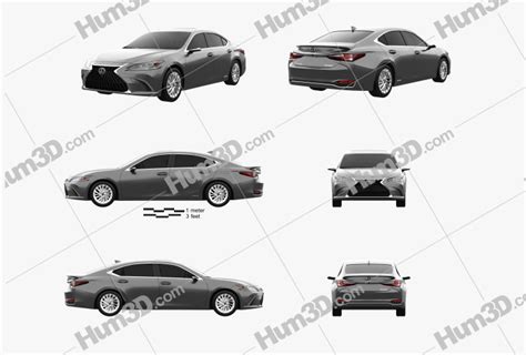 Lexus Es Hybrid 2022 Blueprint Template 3dmodels