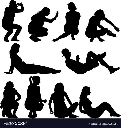 Silhouettes Of People In Positions Lying And Vector Image