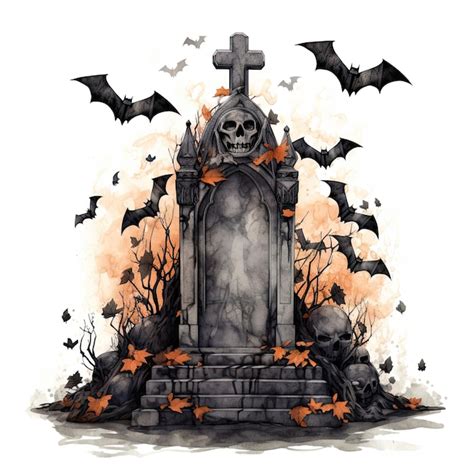 Premium AI Image | Watercolor Spooky Halloween Tombstone