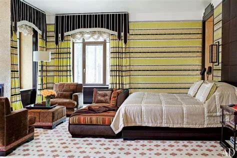 Gabhan Okeeffe Designs An Exuberant Russian Dacha Contemporary Bedroom Striped Walls Bedroom